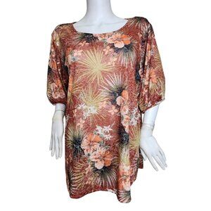 Ruby Rd Top Blouse Womens  Tropical Floral Short Sleeve Plus Size 2X NWT (12)